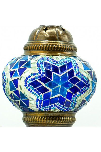 Turkish Mosaic Swan Neck Table Lamp (Blue)