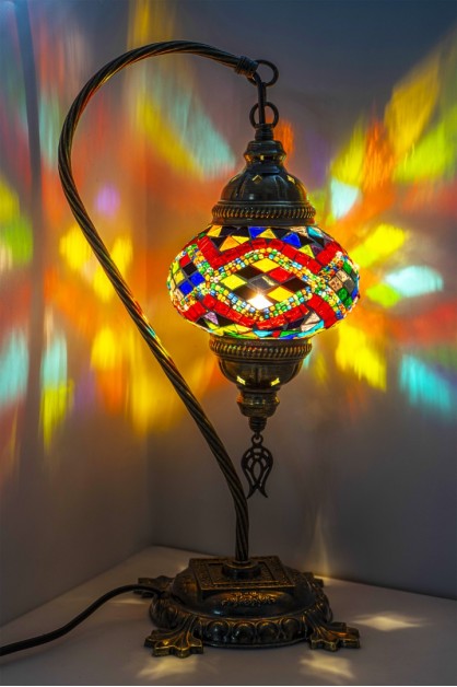 Mozaik Kuğu Boynu El Yapımı Lamba (Karışık Renkli)