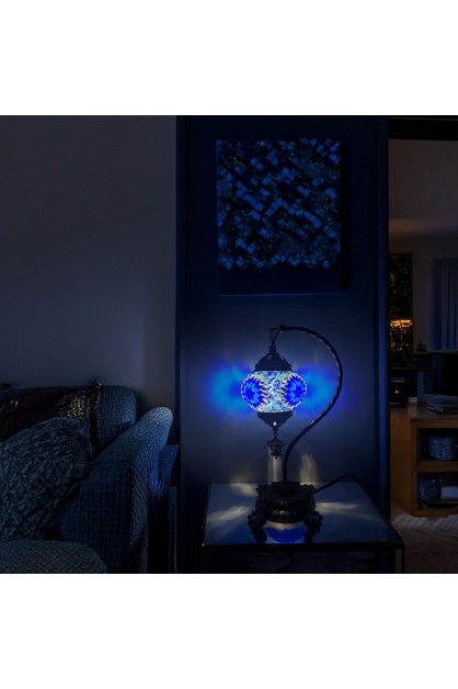DIY Turkish Blue Swan Neck Mosaic Table Lamp Kit (Blue Frost) DIY Turkish Blue Swan Neck Mosaic Table Lamp Kit (Blue Frost)