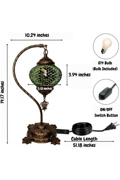 DIY Turkish Green Swan Neck Mosaic Table Lamp Kit (Green Vortex) DIY Turkish Green Swan Neck Mosaic Table Lamp Kit (Green Vortex)
