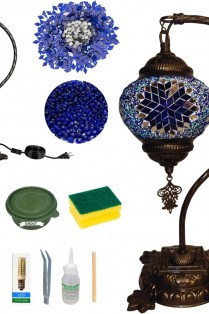 DIY Turkish Blue Swan Neck Mosaic Table Lamp Kit (Blue Frost)