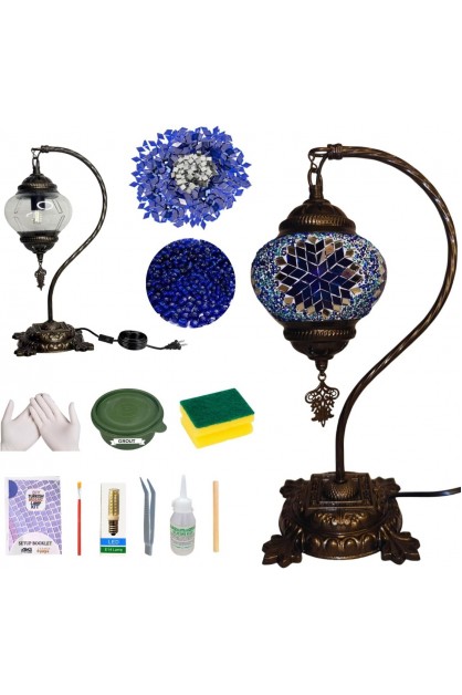 DIY Turkish Blue Swan Neck Mosaic Table Lamp Kit (Blue Frost) DIY Turkish Blue Swan Neck Mosaic Table Lamp Kit (Blue Frost)