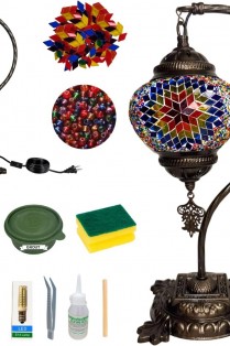 DIY Turkish Multicolor Swan Neck Mosaic Table Lamp Kit (Stained Starburst)