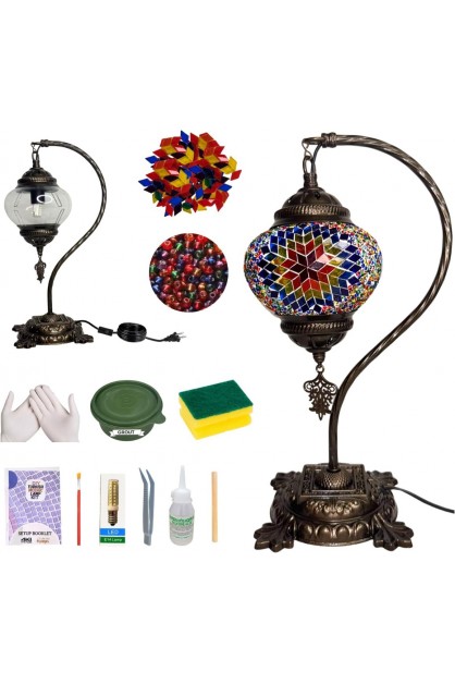 DIY Turkish Multicolor Swan Neck Mosaic Table Lamp Kit (Stained Starburst) DIY Turkish Multicolor Swan Neck Mosaic Table Lamp Kit (Stained Starburst)