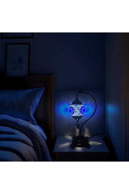 DIY Turkish Blue Swan Neck Mosaic Table Lamp Kit (Blue Frost) DIY Turkish Blue Swan Neck Mosaic Table Lamp Kit (Blue Frost)