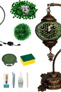 DIY Turkish Green Swan Neck Mosaic Table Lamp Kit (Green Vortex)