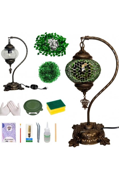 DIY Turkish Green Swan Neck Mosaic Table Lamp Kit (Green Vortex) DIY Turkish Green Swan Neck Mosaic Table Lamp Kit (Green Vortex)