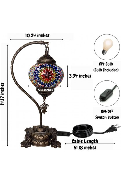 DIY Turkish Multicolor Swan Neck Mosaic Table Lamp Kit (Stained Starburst) DIY Turkish Multicolor Swan Neck Mosaic Table Lamp Kit (Stained Starburst)