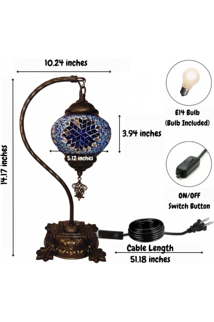 DIY Turkish Blue Swan Neck Mosaic Table Lamp Kit (Blue Frost) DIY Turkish Blue Swan Neck Mosaic Table Lamp Kit (Blue Frost)