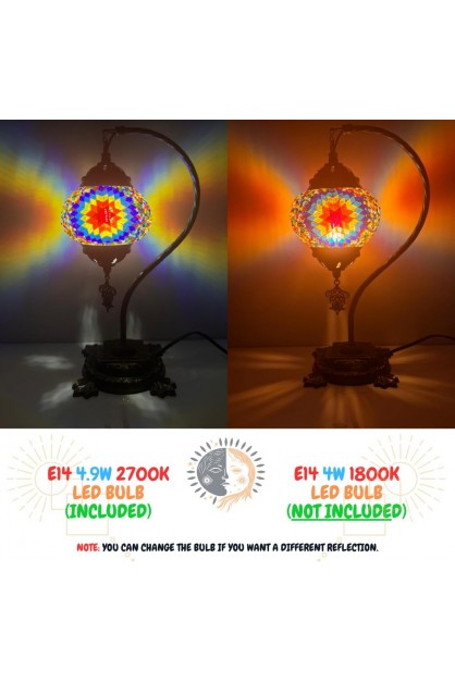 DIY Turkish Multicolor Swan Neck Mosaic Table Lamp Kit (Stained Starburst) DIY Turkish Multicolor Swan Neck Mosaic Table Lamp Kit (Stained Starburst)