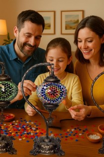 DIY Turkish Green Swan Neck Mosaic Table Lamp Kit (Green Vortex)